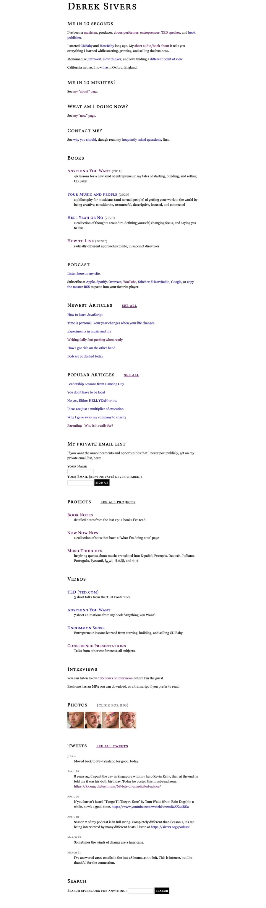 Derek Sivers Homepage