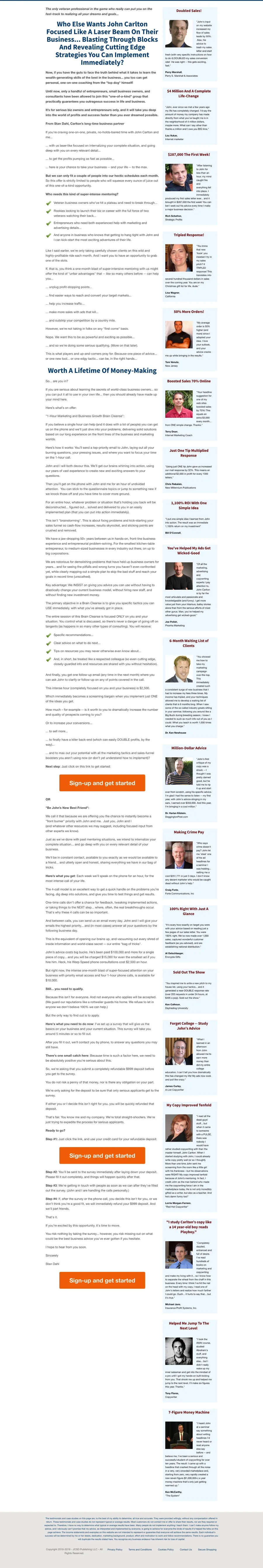 John Carlton Coaching Sales Page