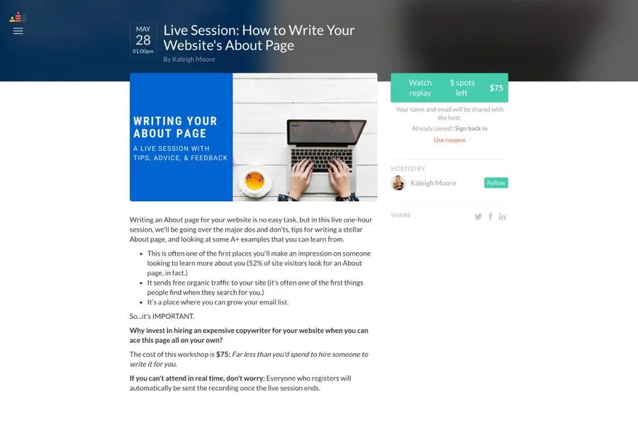 Kaleigh Moore Paid Webinar