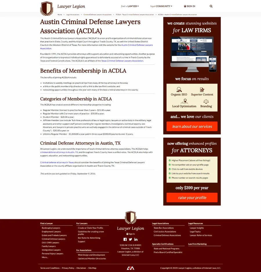 Lawyer Legion Profile Page
