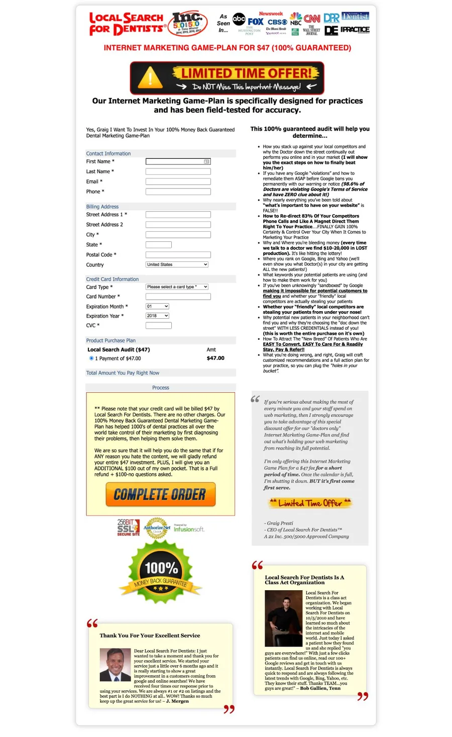 Local Search For Dentists Checkout