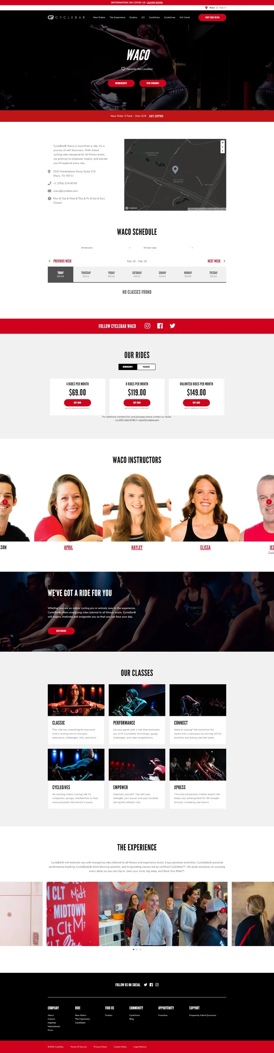 Location Screencapture Cyclebar Location Waco 2021 02 10 09 25 26