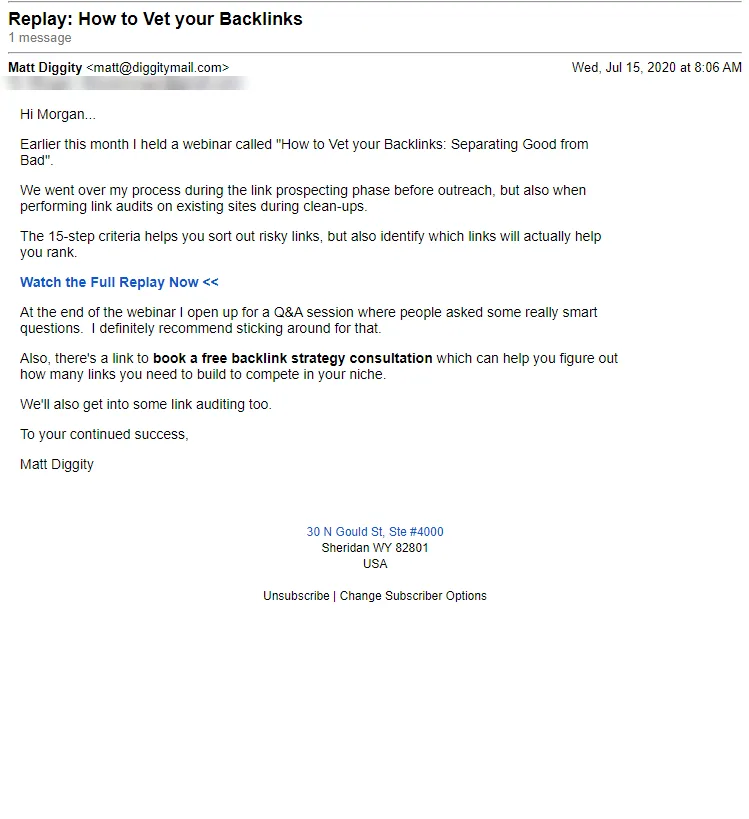 Matt Diggity Backlink Vetting Webinar