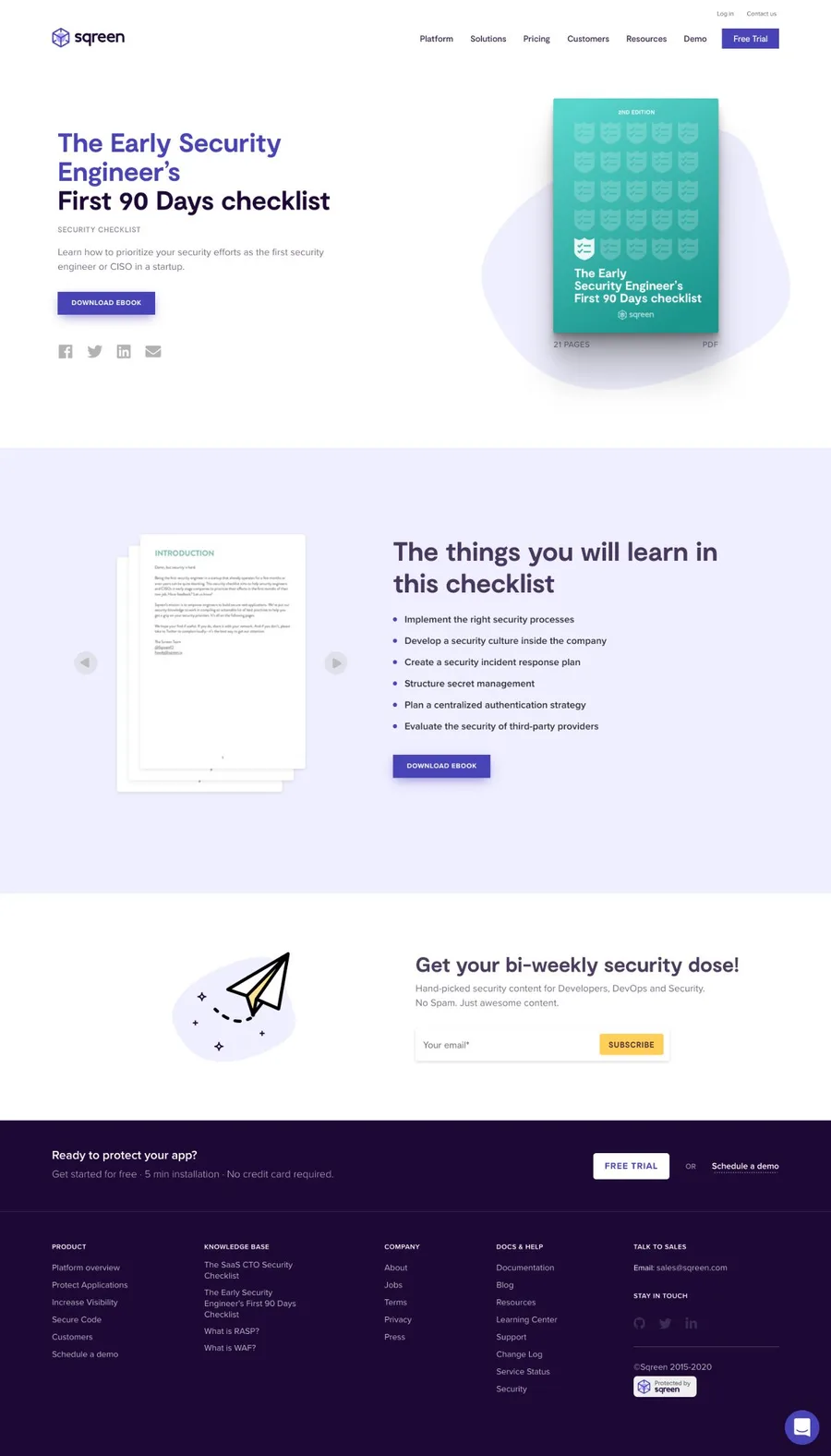 Sqreen Early Security Engineer Checklist