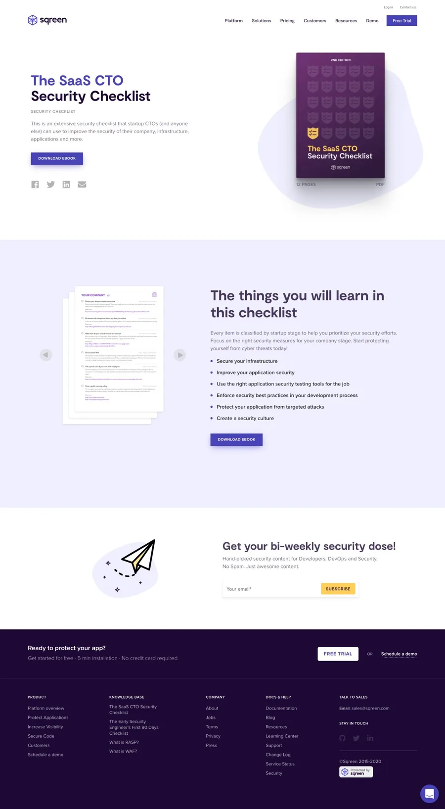 Sqreen SaaS CTO Security Checklist