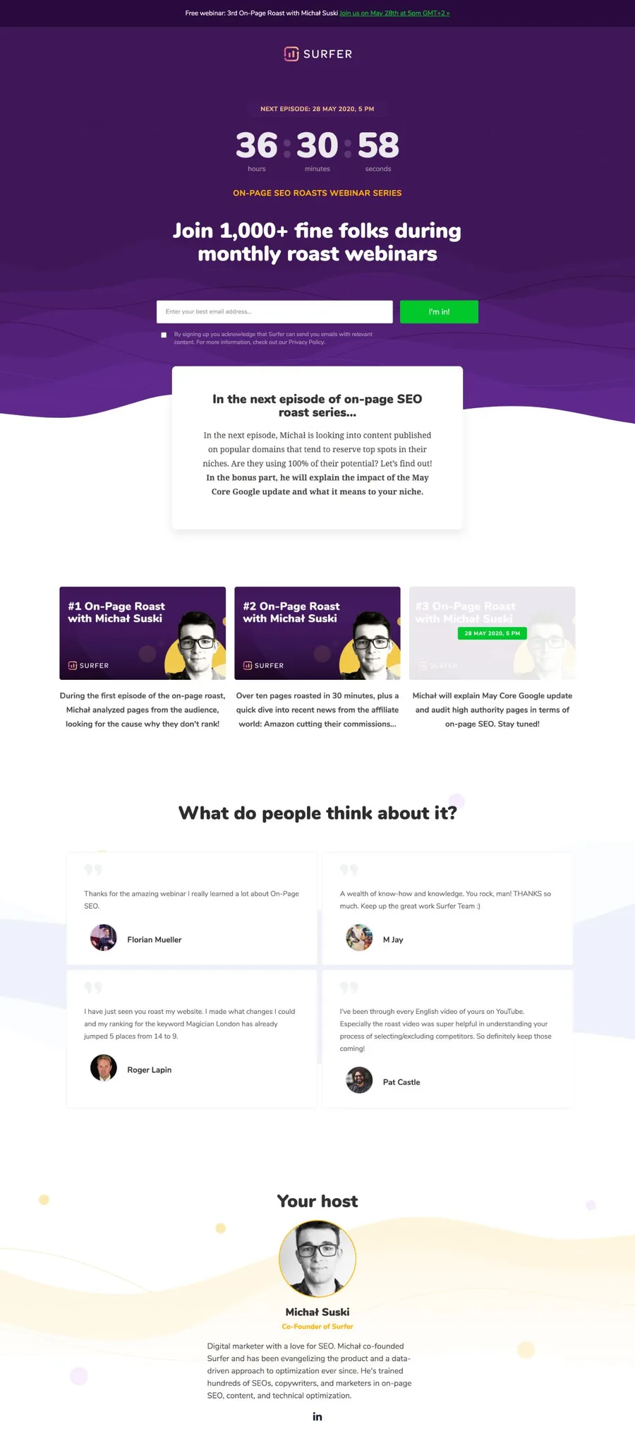 Surfer SEO Onpage Roast Webinar