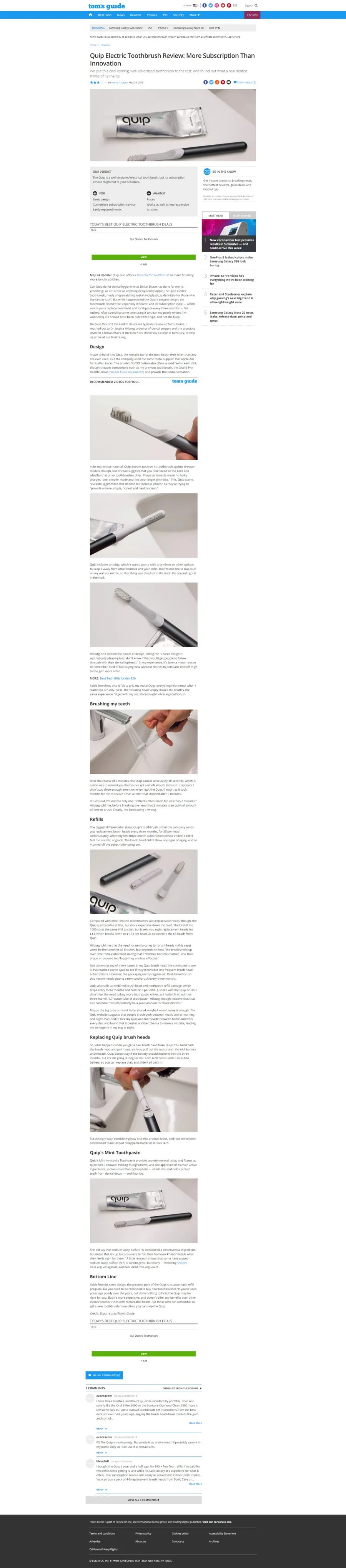 Tomsguide Quip Toothbrush Review